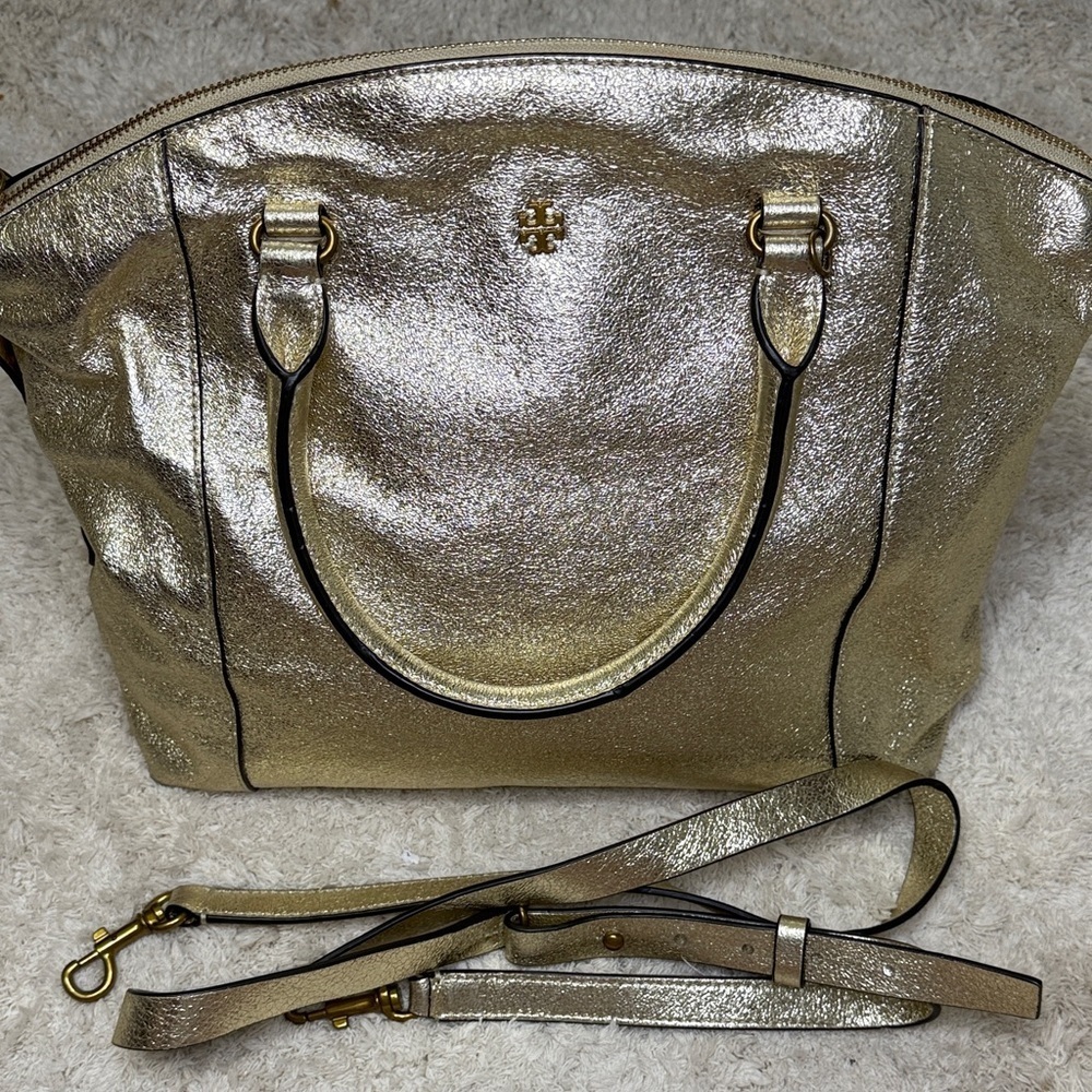 Like New Tory Burch Gold Kira Top Handle Satchel
